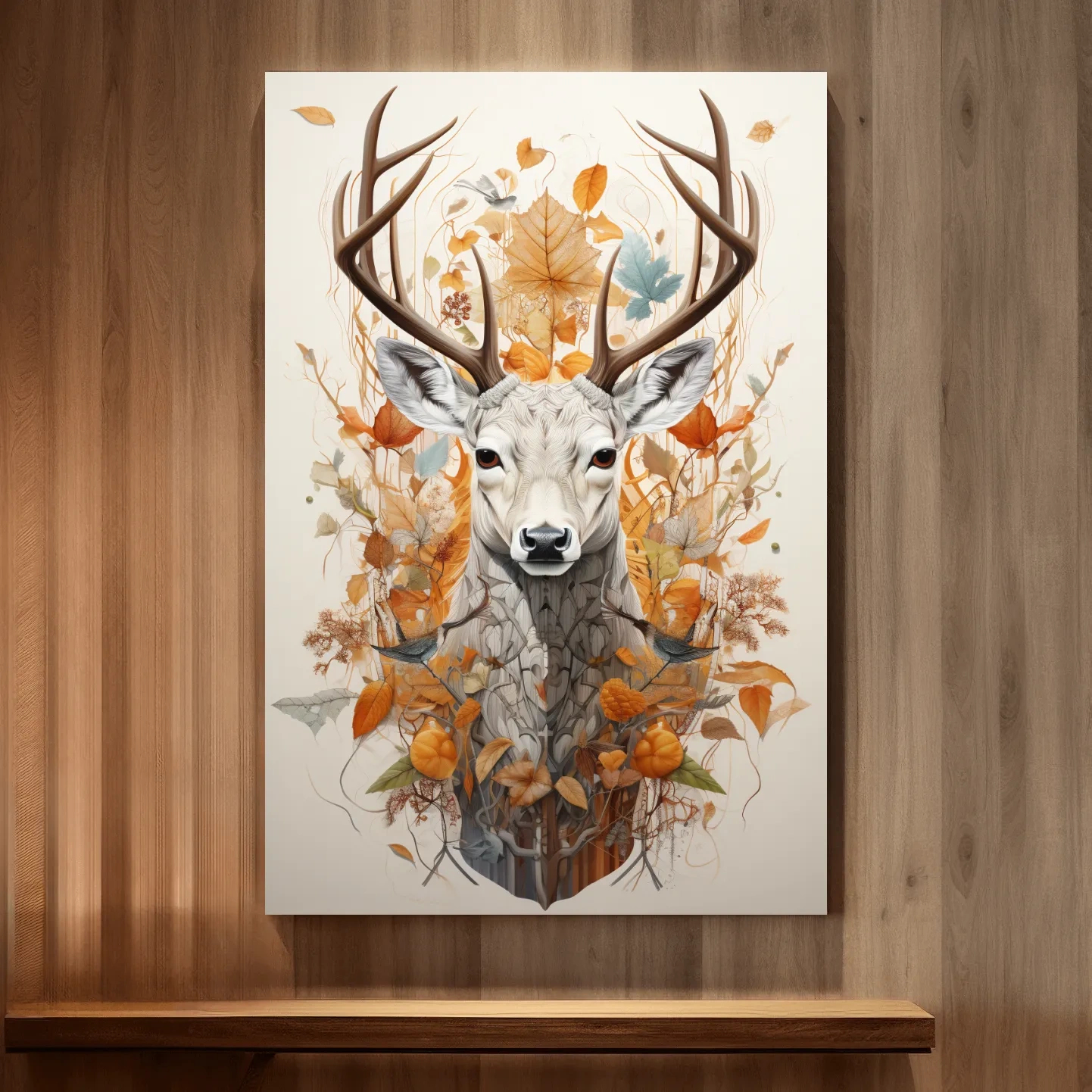 Ornate deer head, coat of arms emblem style artwork