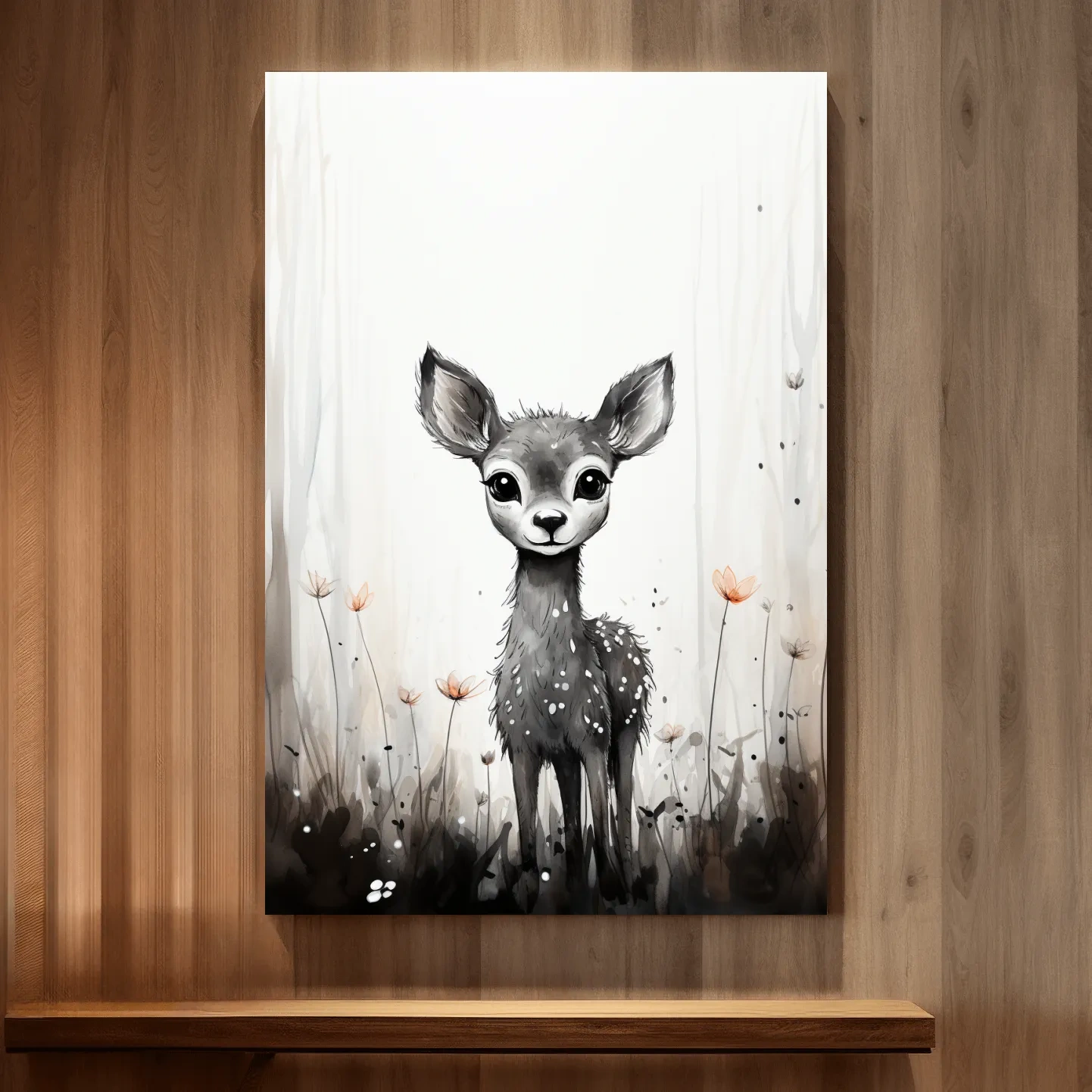 Cute baby deer, simple watercolor illustration drawing art