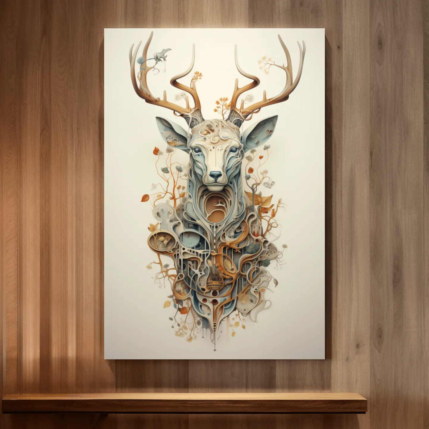 Trippy ornate floral deer head art