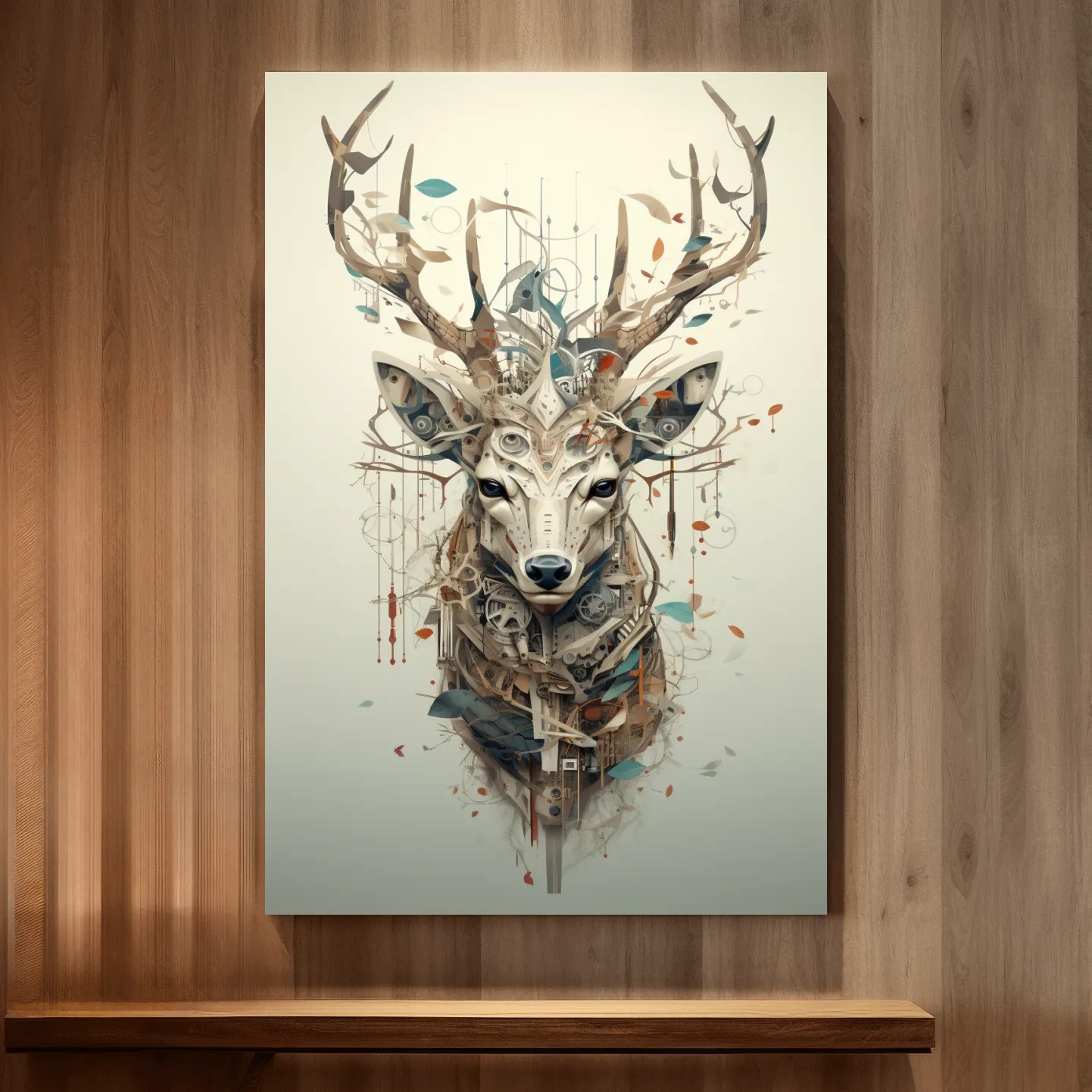 MC Escher style deer head collage art
