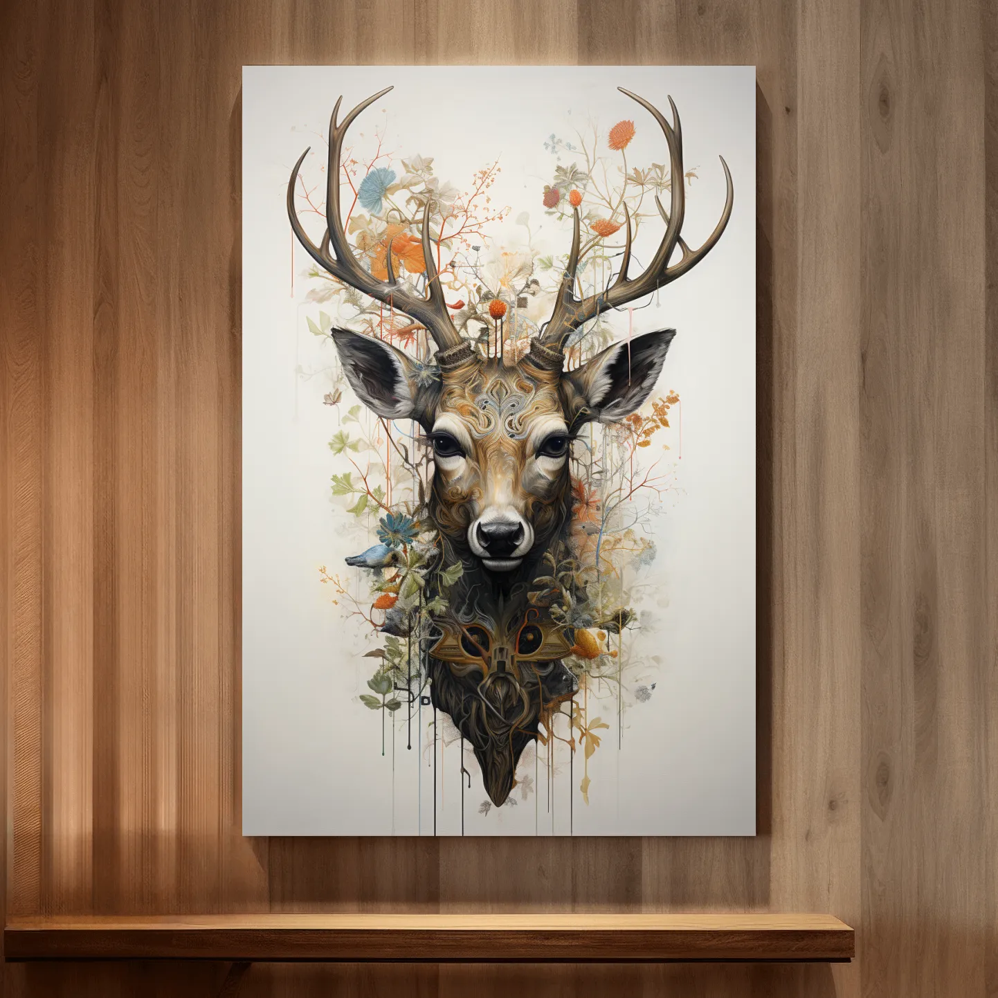 Elegant floral deer head art