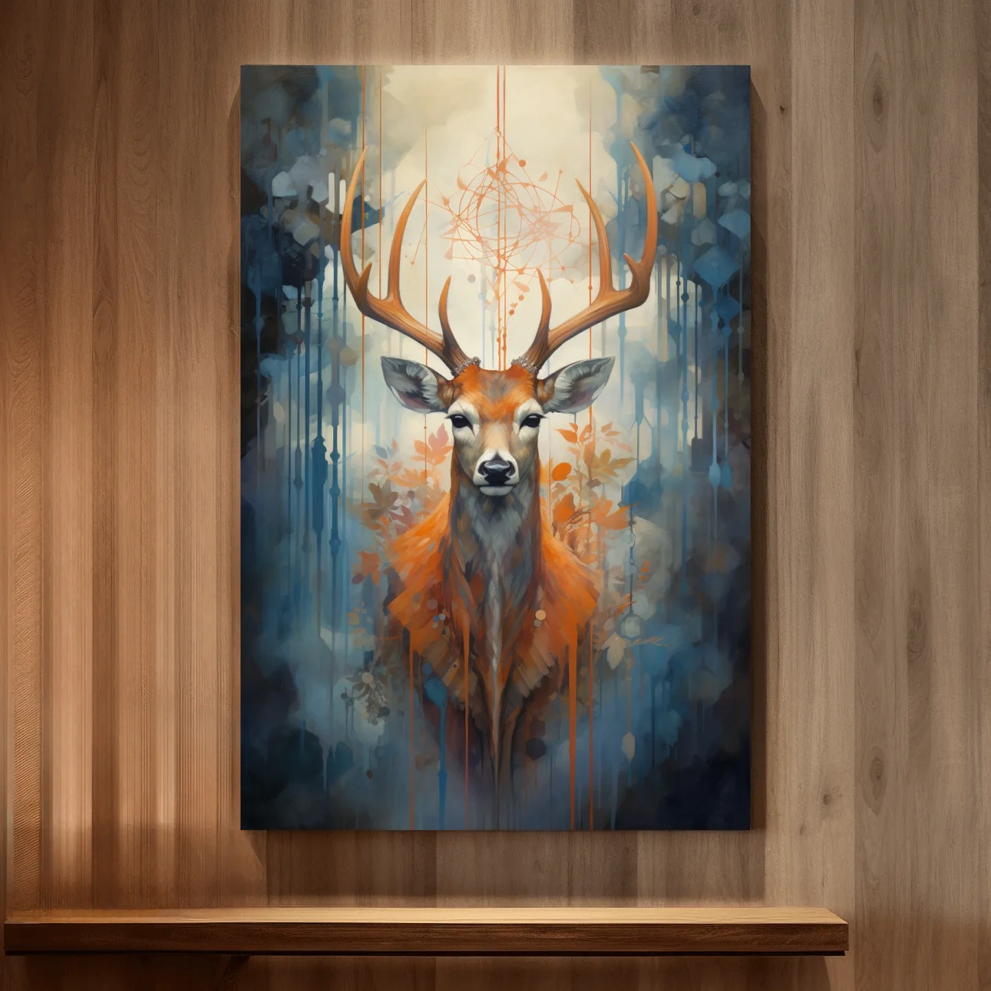 Abstract painting of a majestic deer head
