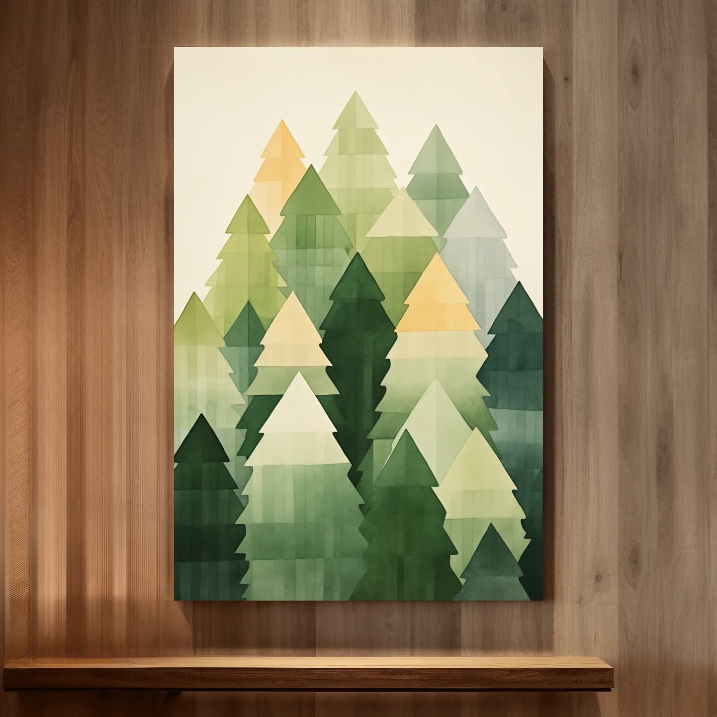 Rustic bohemian forest watercolor painting wall art