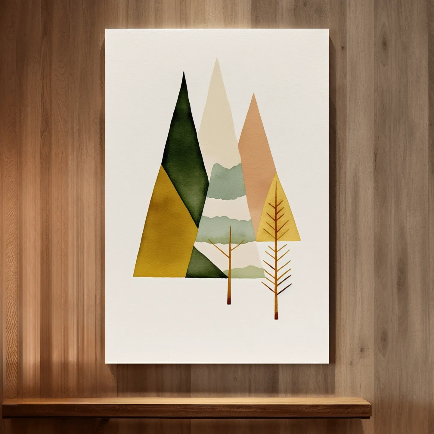 Rustic boho mountain and tree art print
