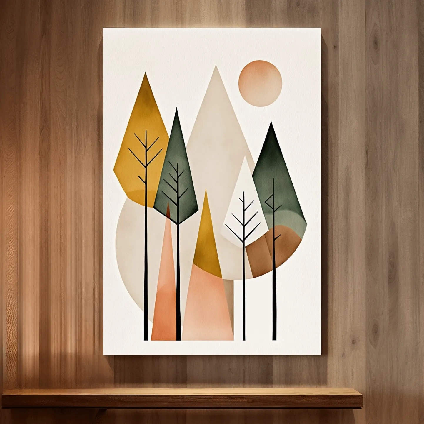 Bohemian mountains and trees, rustic art print