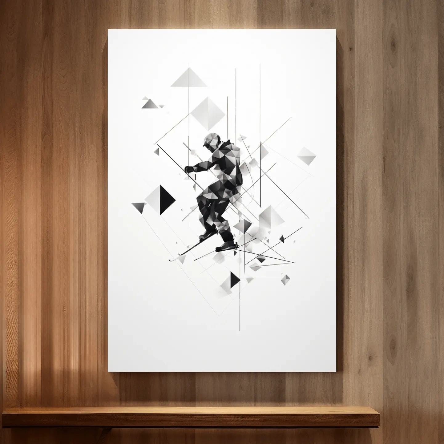 Abstract geometric painting of a skier