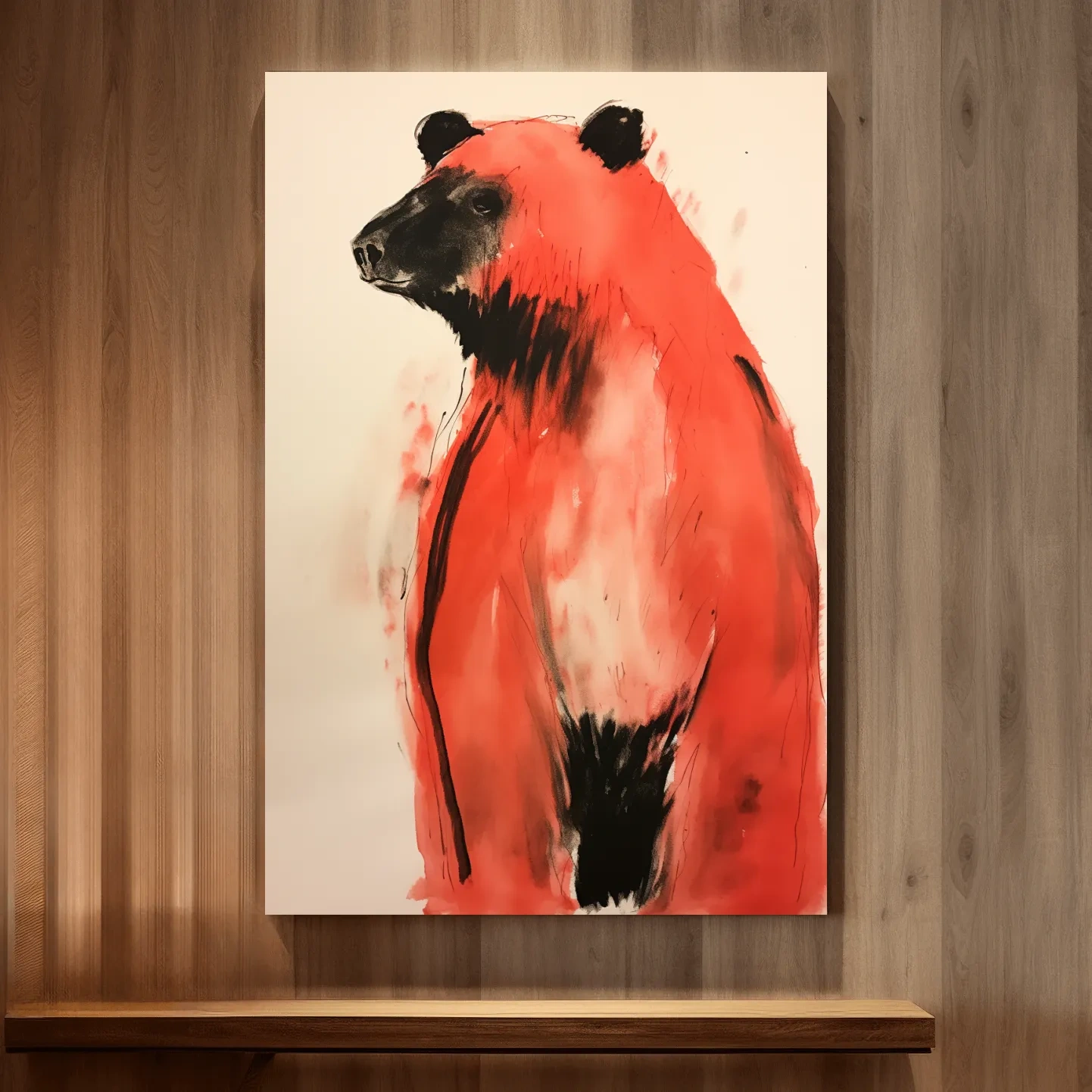 Impressionist watercolour painting of a bear