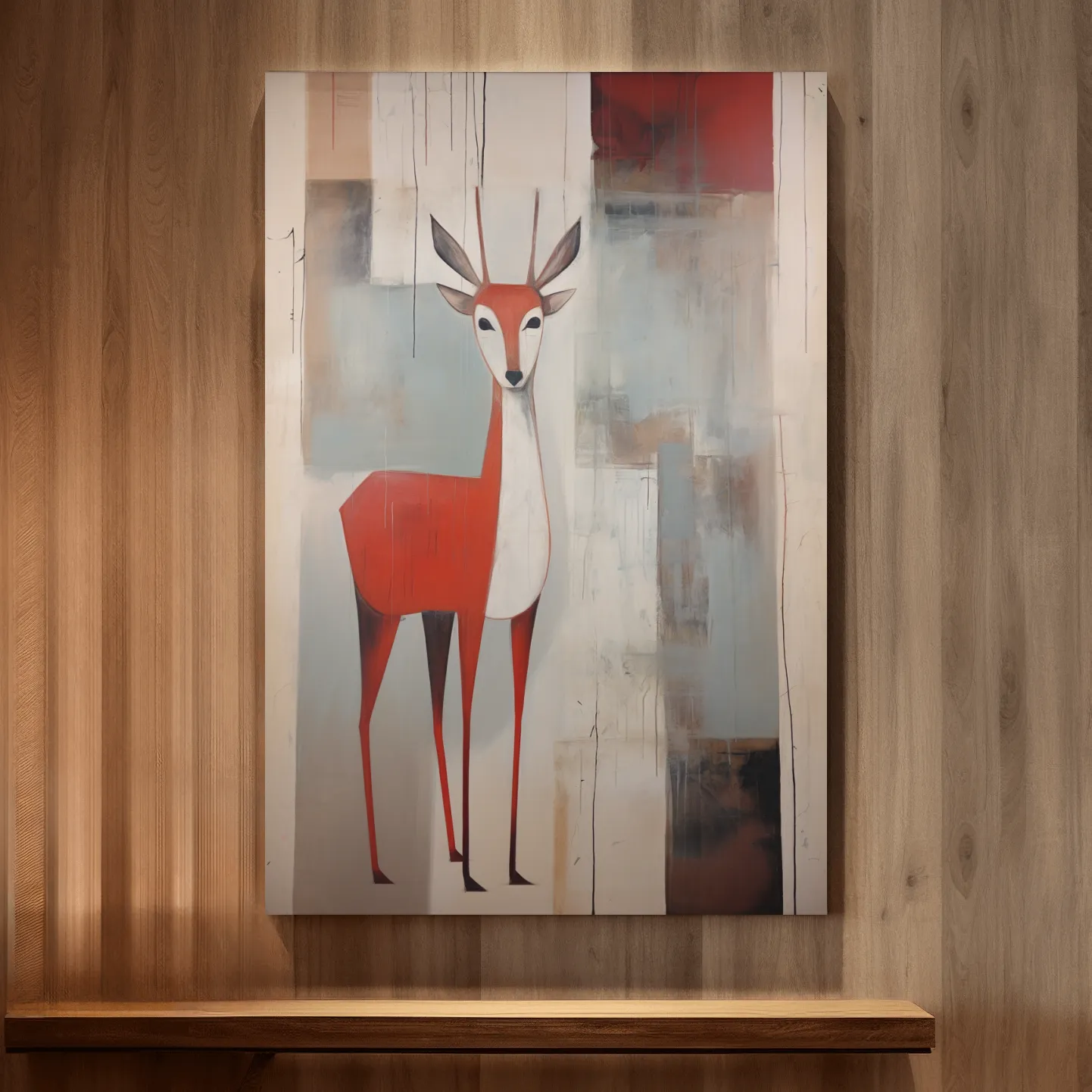 Rustic expressionist painting of a deer