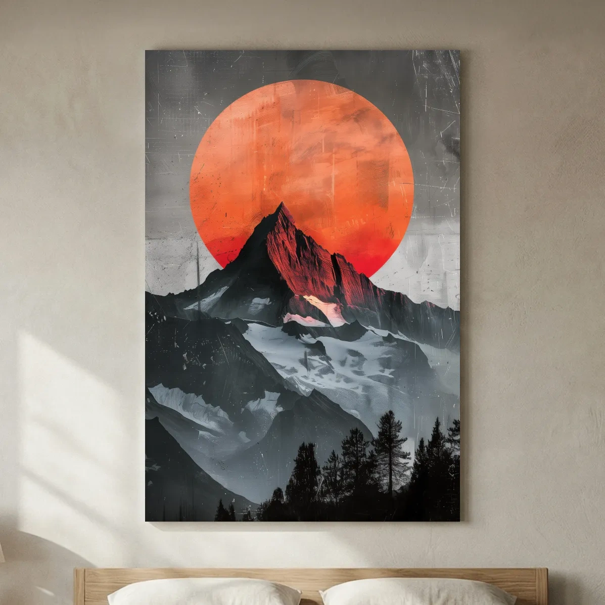 Surreal mountain glacier sunset artwork