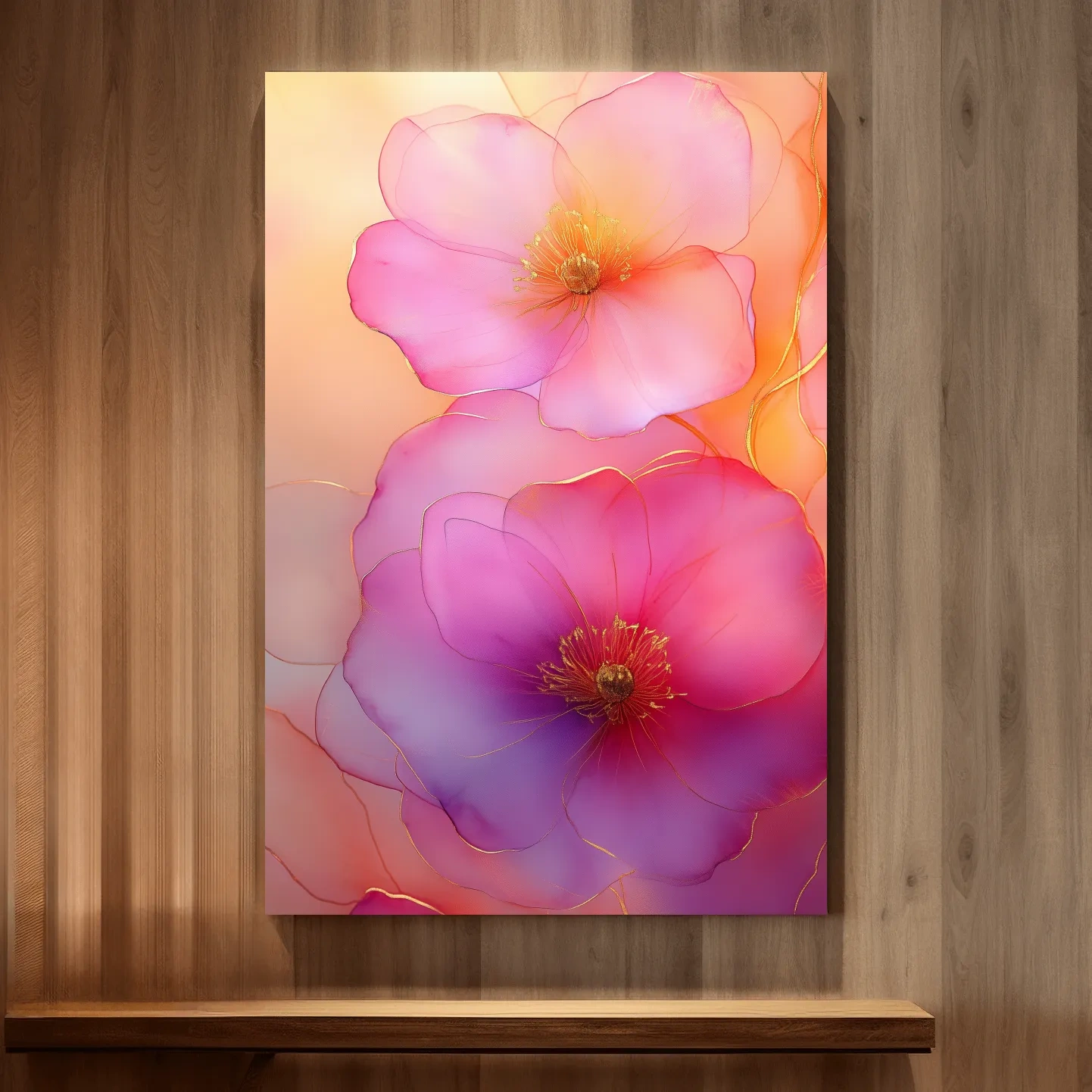 Watercolour painting wall art of poppy flowers
