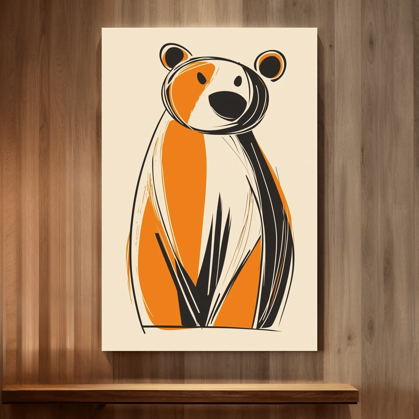 Fun caricature print of a cartoon bear