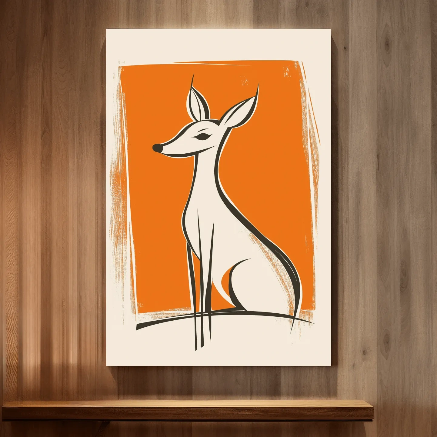 Stylized Deer Caricature Illustration - Mid Century Modern Wildlife Wall Art