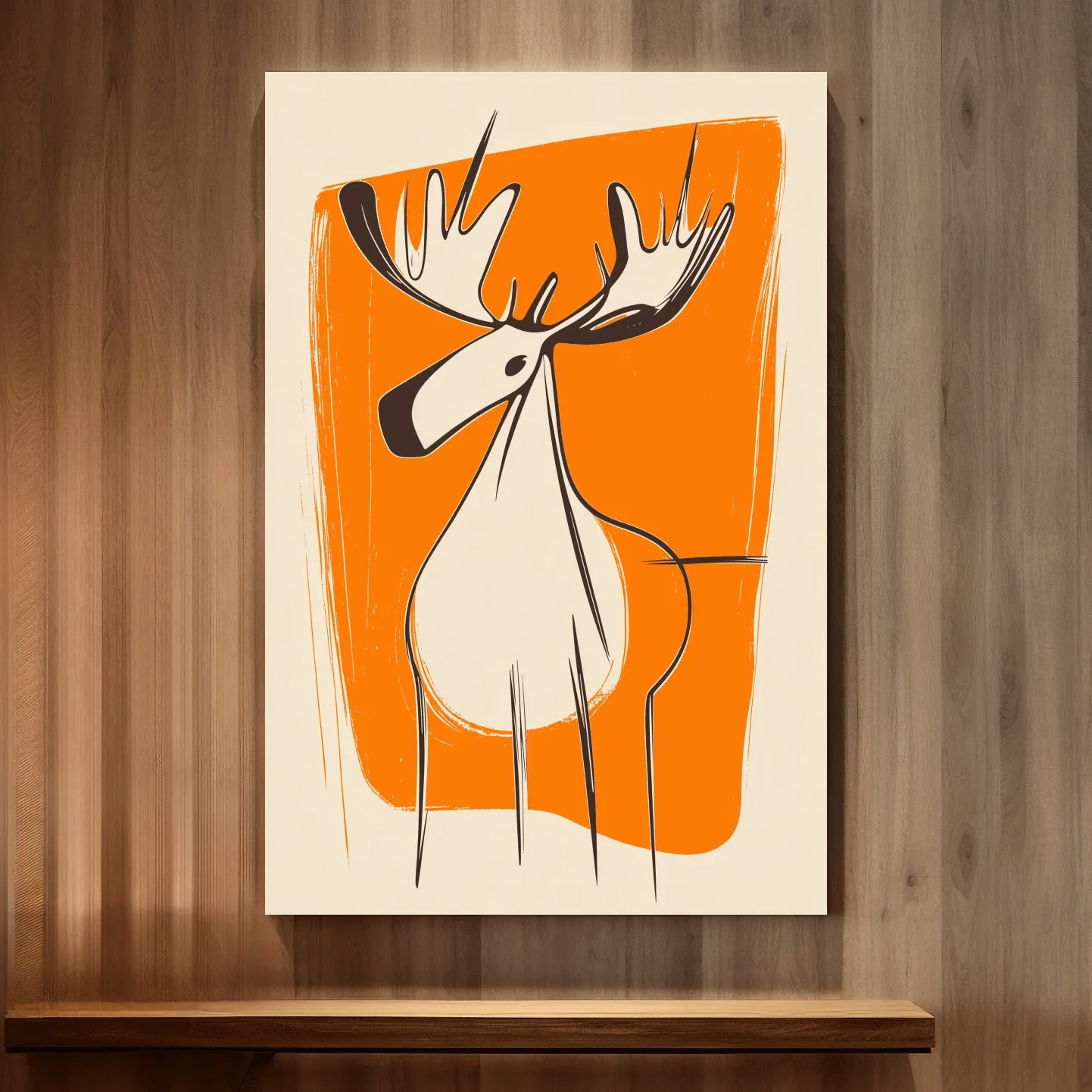 Fun caricature wall art illustration of a cartoon moose