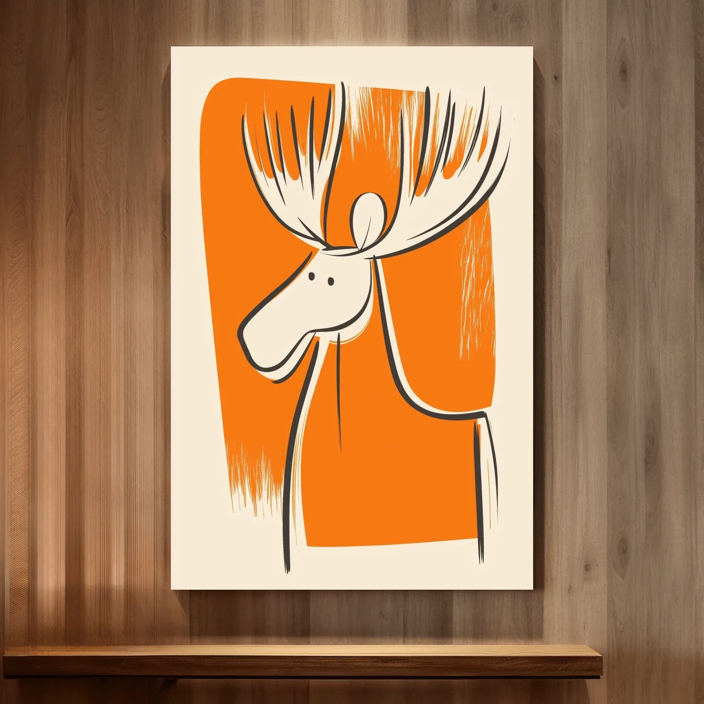 Caricature wall art print of a cute cartoon moose