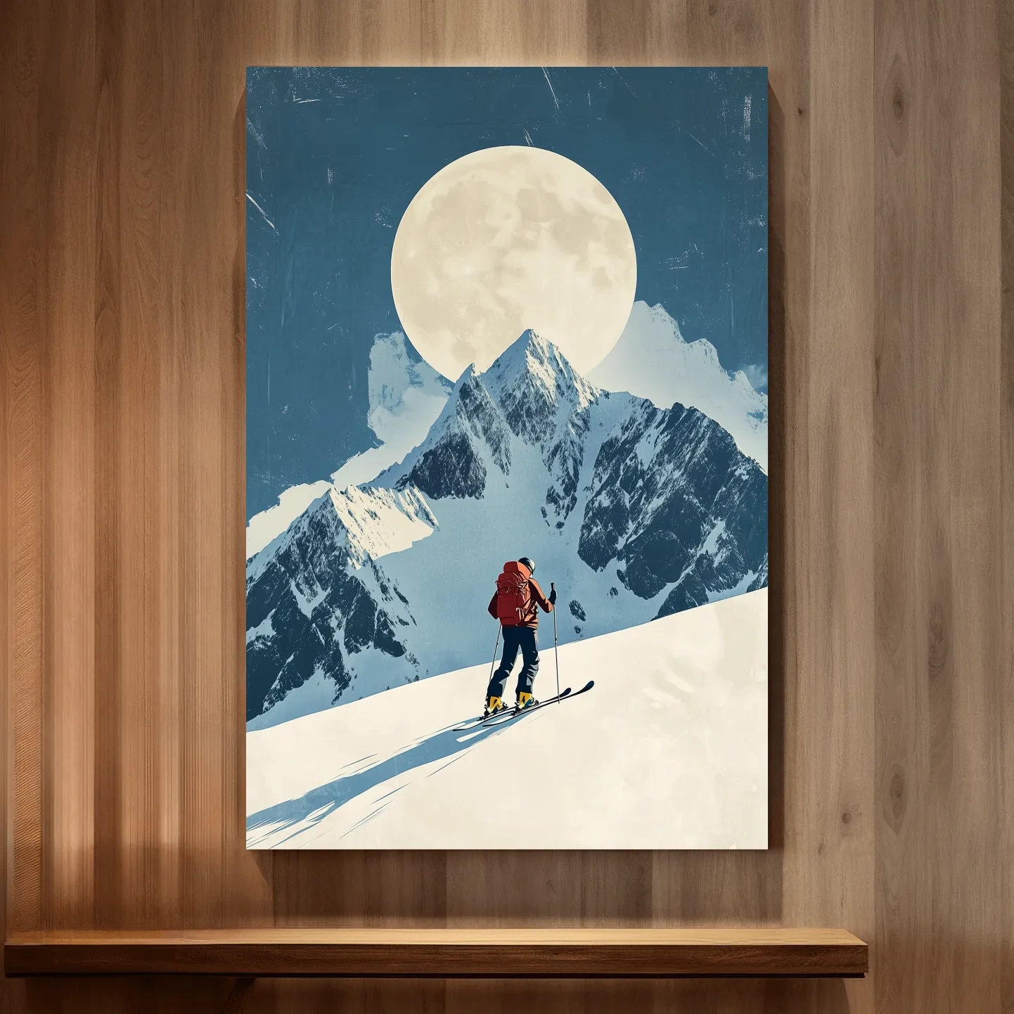 Retro style ski poster wall art