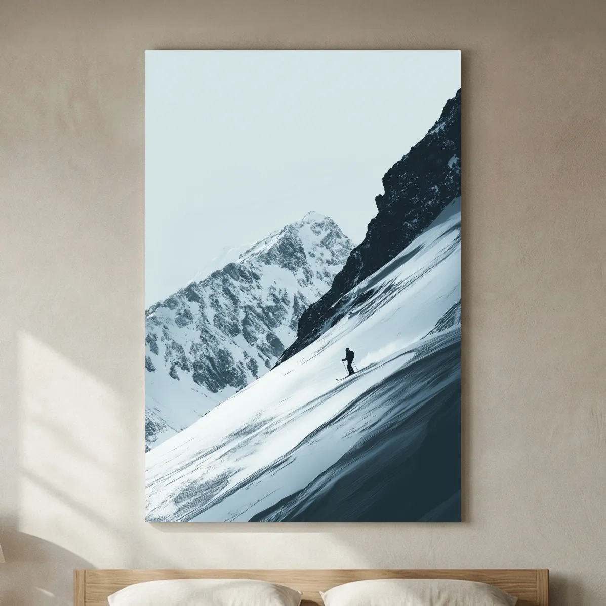 Snowy Alpine Skier Artwork - Minimalist Ski Wall Art