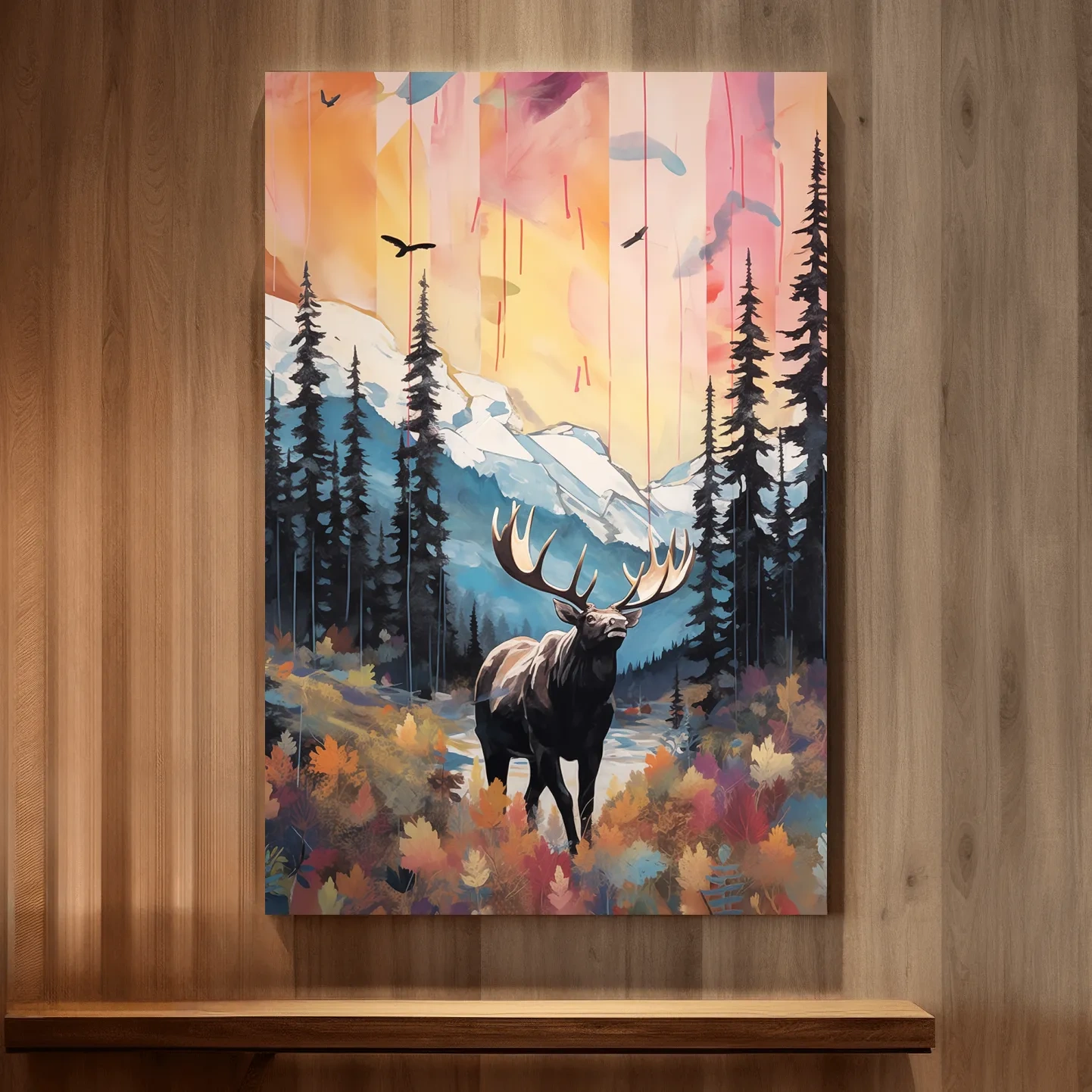 Abstract painting of a majestic moose