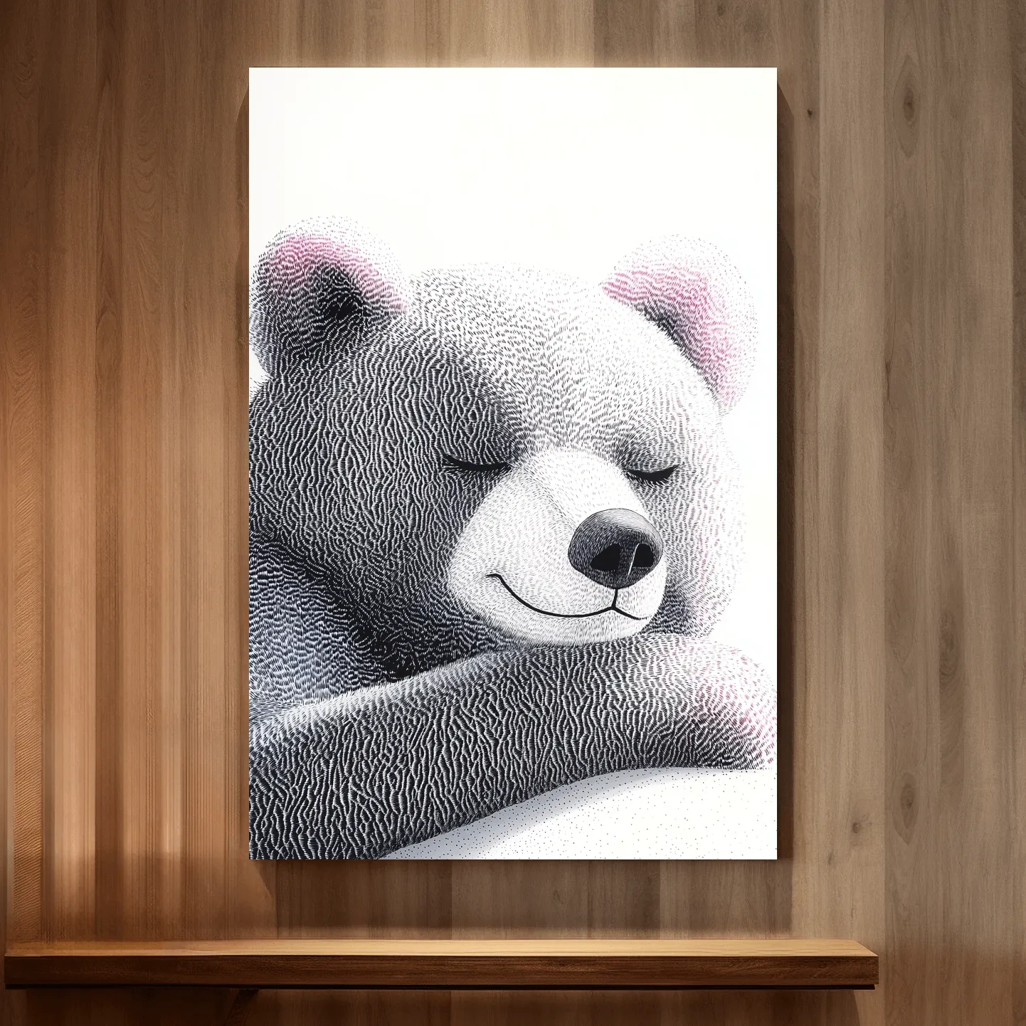 Cute childrens nursery wall art, happy sleep bear