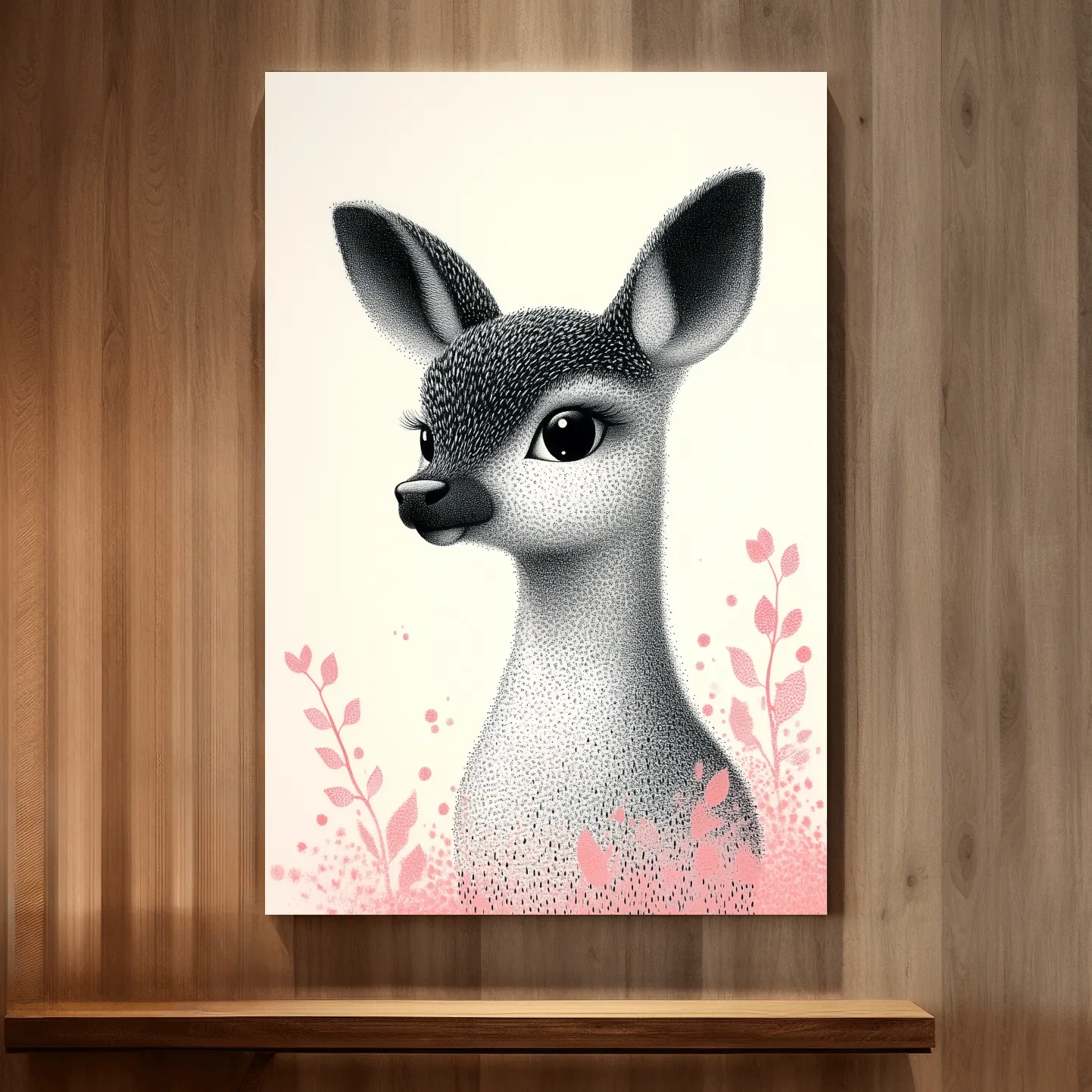 Cute Baby Deer Portrait Illustration - Childrens Nursery Animal Wall Art