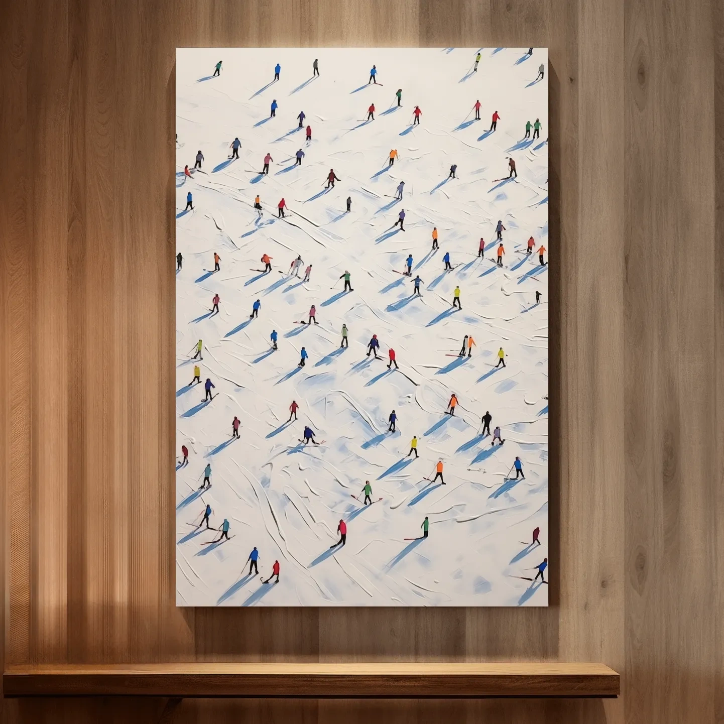 Colorful Skiers On Snowy Slopes - Modern Minimalist Winter Sports Wall Art