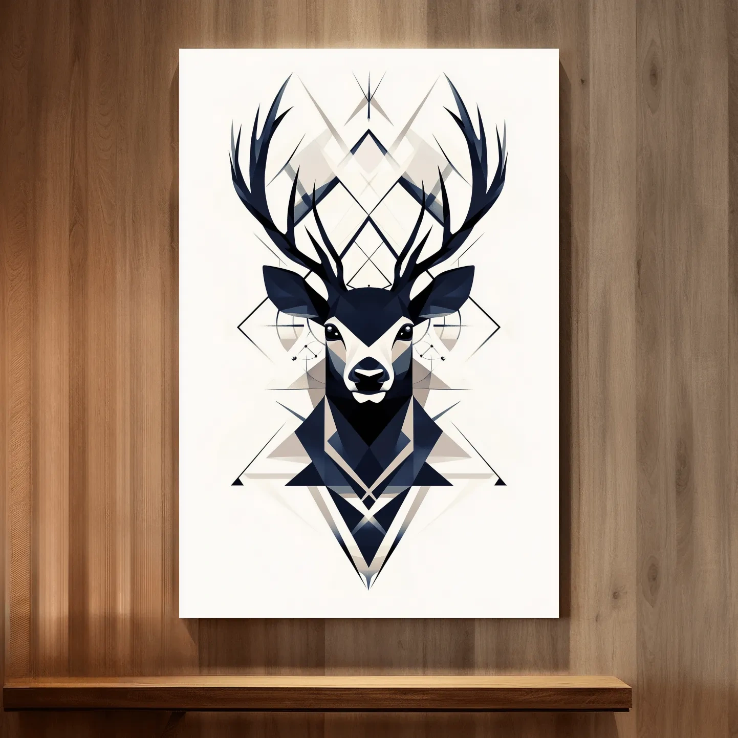 Deer head illustration print, ornate tribal style wall art