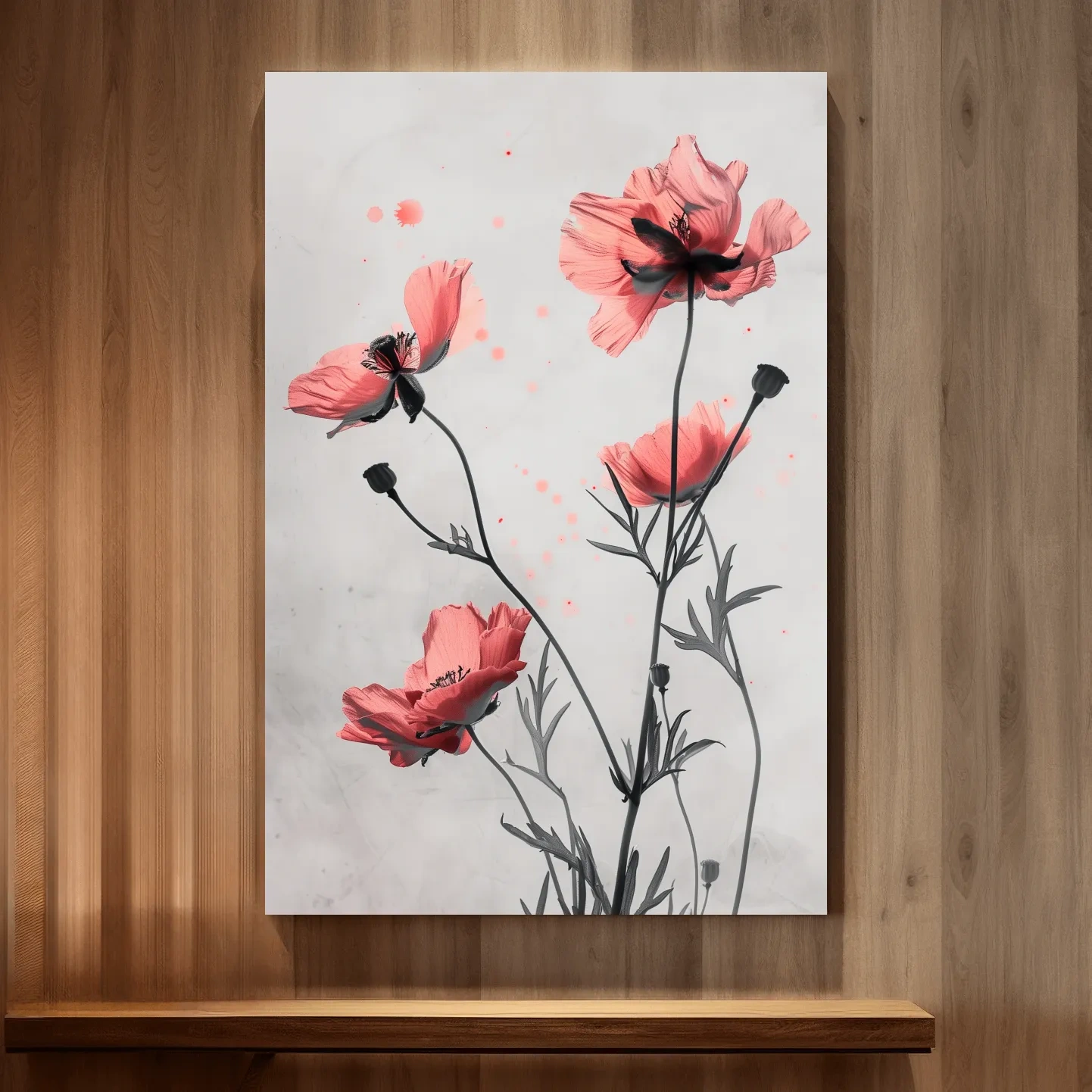 Poppy Flowers Watercolor Illustration - Minimalist Botanical Wall Art