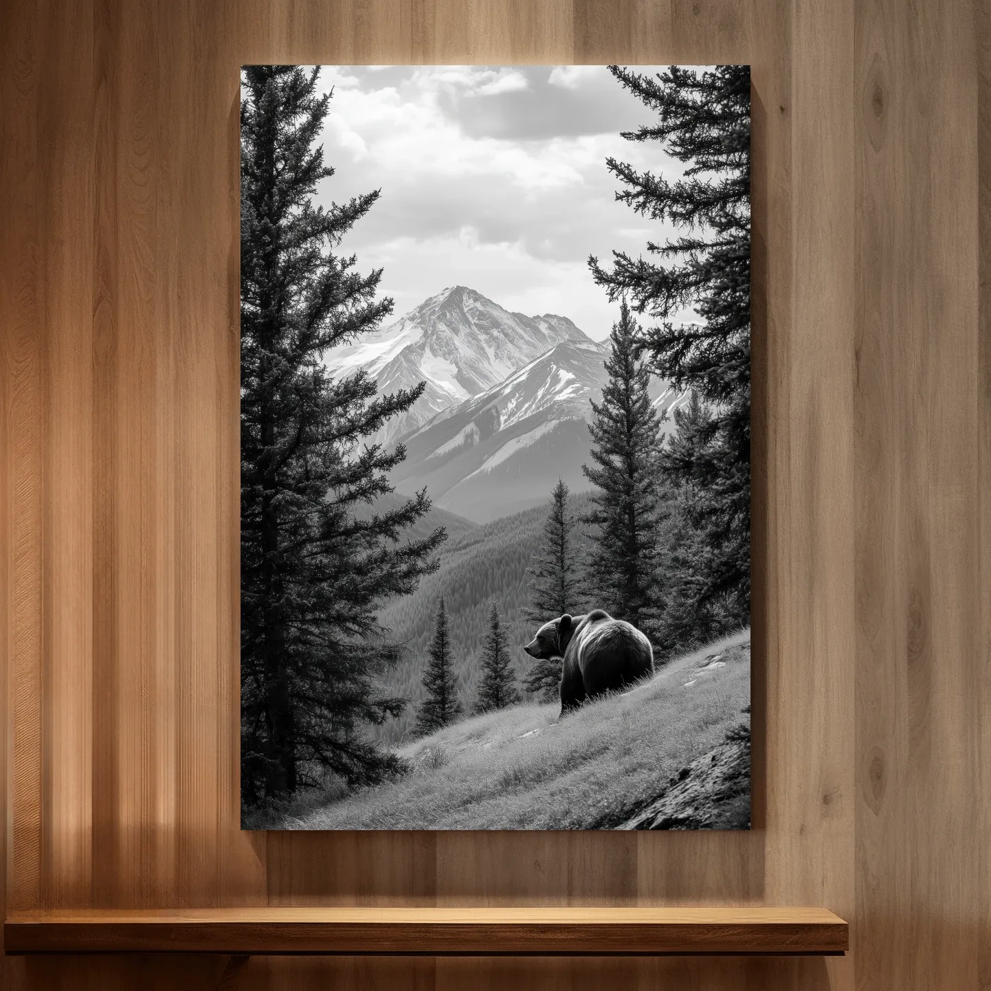 Grizzly bear in the alpine meadows, photographic wildlife artwork