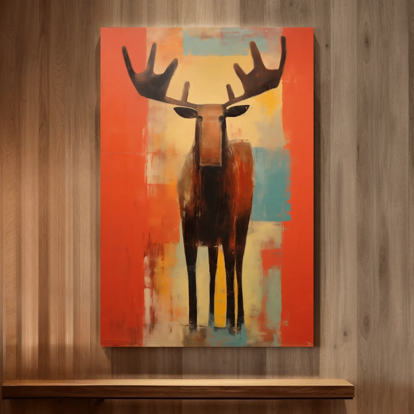 Expressionist style painting of a moose, abstract artwork