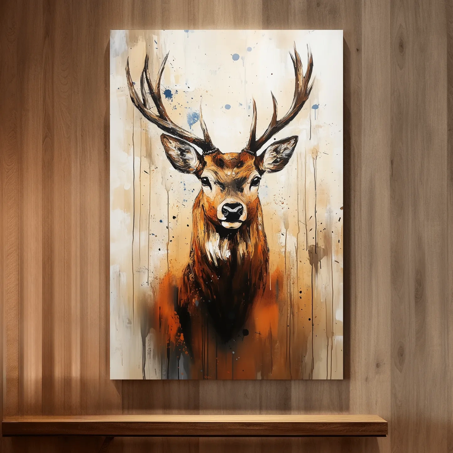 Impasto Style Deer Stag Portrait - Rustic Wildlife Wall Art