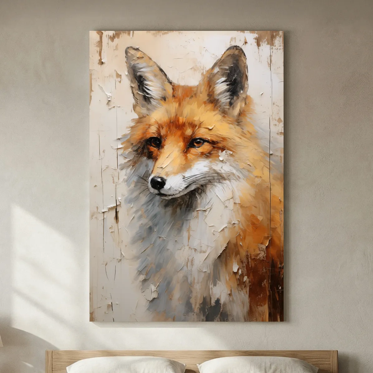 Fox Portrait Painting - Rustic Wildlife Wall Art Print