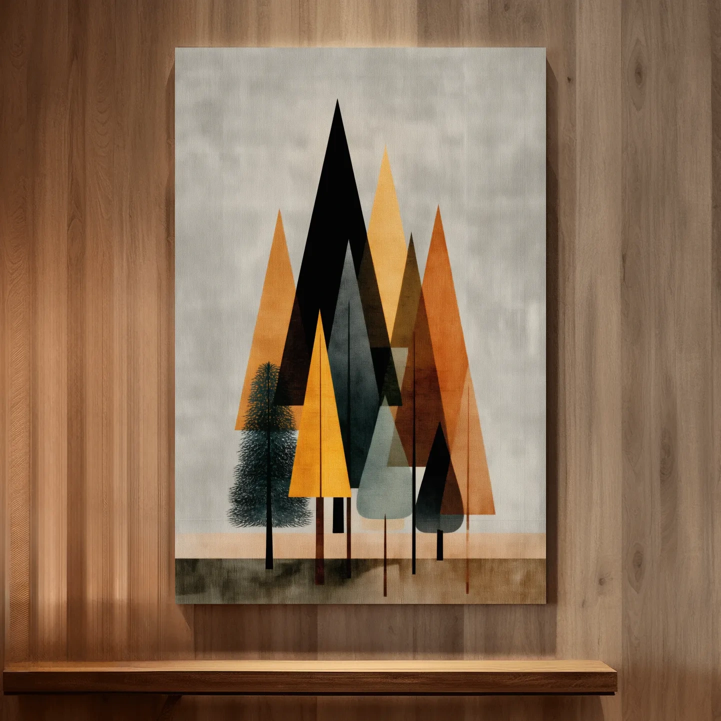 Minimalist Geometric Pine Tree Forest - Mid Century Modern Scandinavian Wall Art