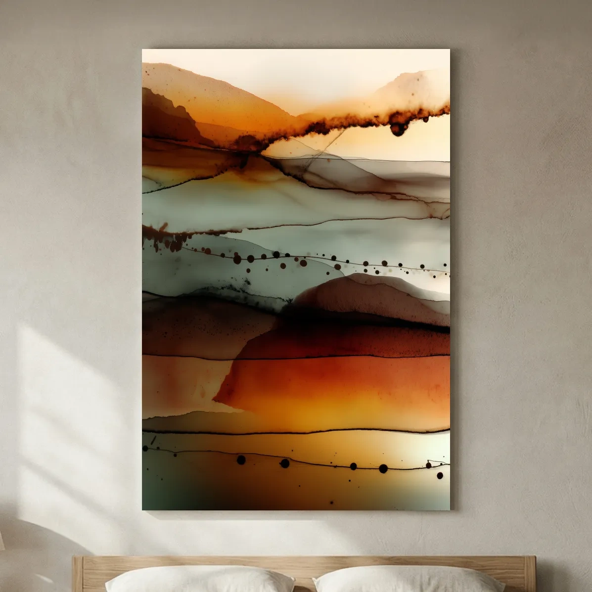 Moody Abstract Mountain Horizon Watercolor - Modern Landscape Wall Art