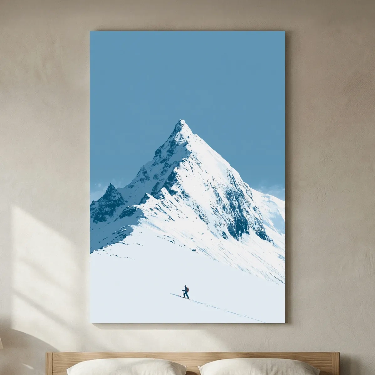 Snowy Alpine Peak Backcountry Skier - Minimalist Mountain Wall Art