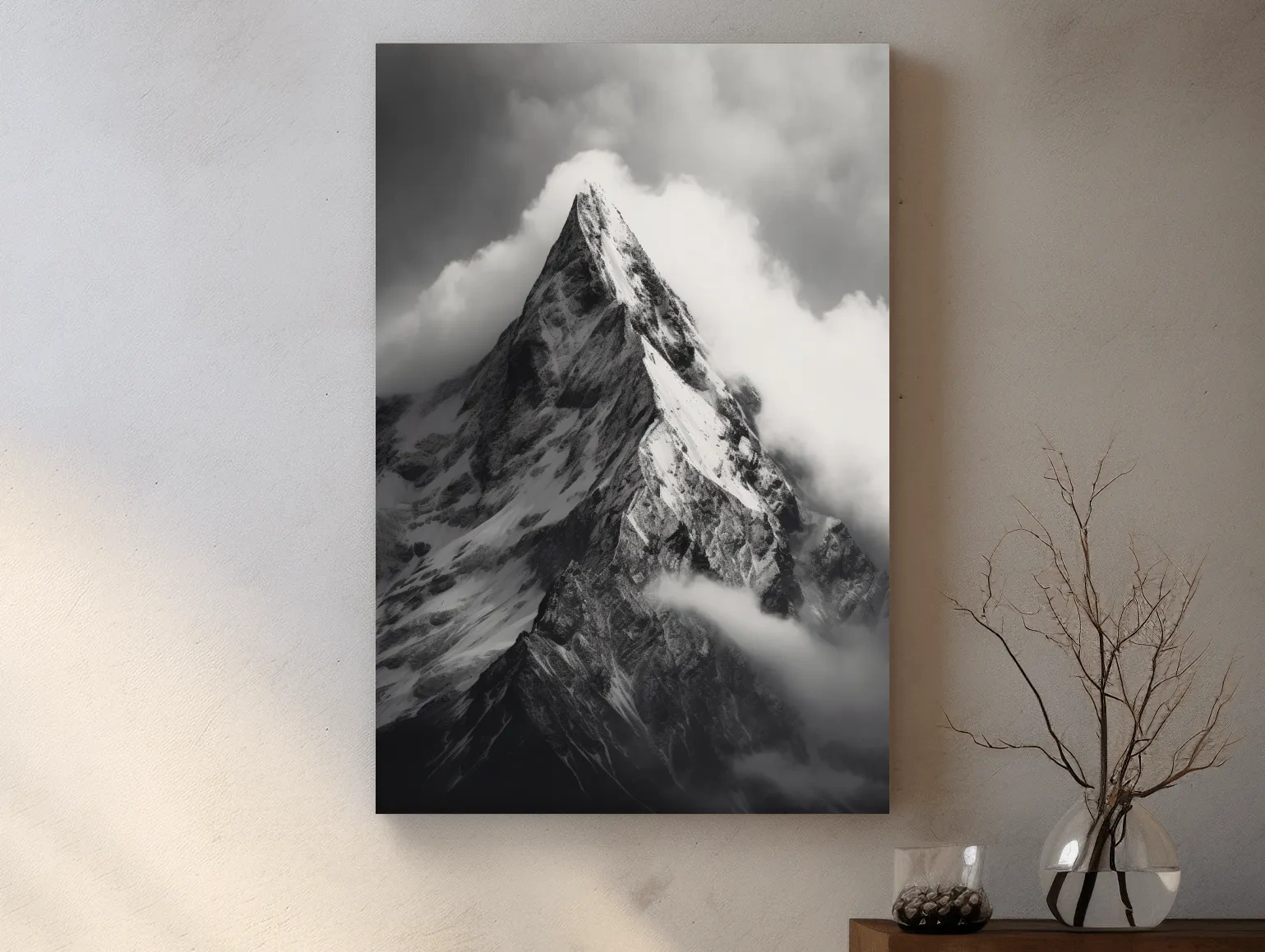 Moody Black And White Glacier Peak - Photographic Alpine Mountain Wall Art