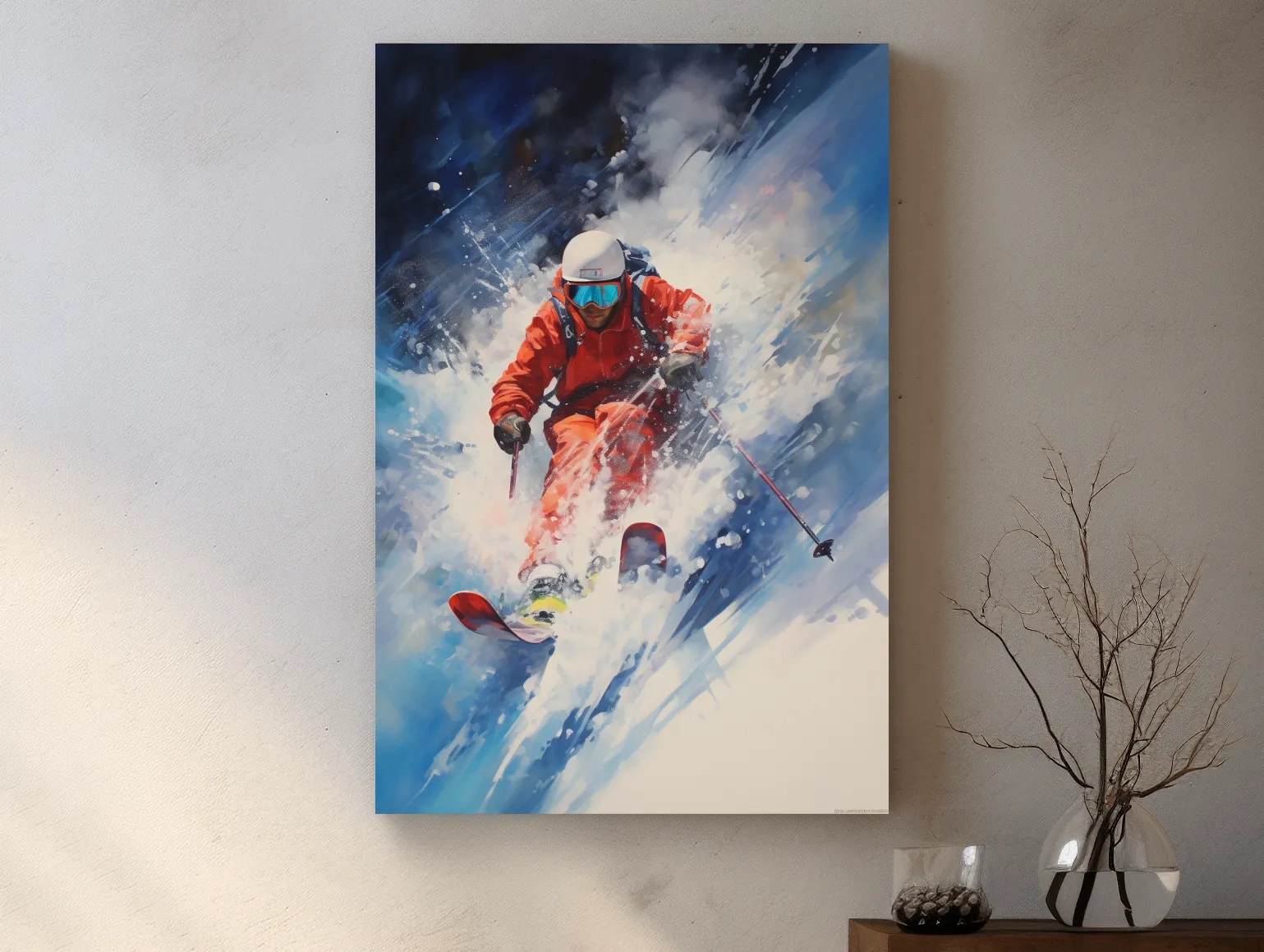 Powder Skier Dynamic Painting - Winter Sports Wall Art