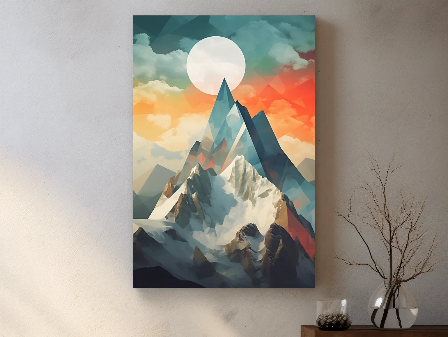Suprematism Alpine Mountain Peak Sunrise - Abstract Landscape Wall Art
