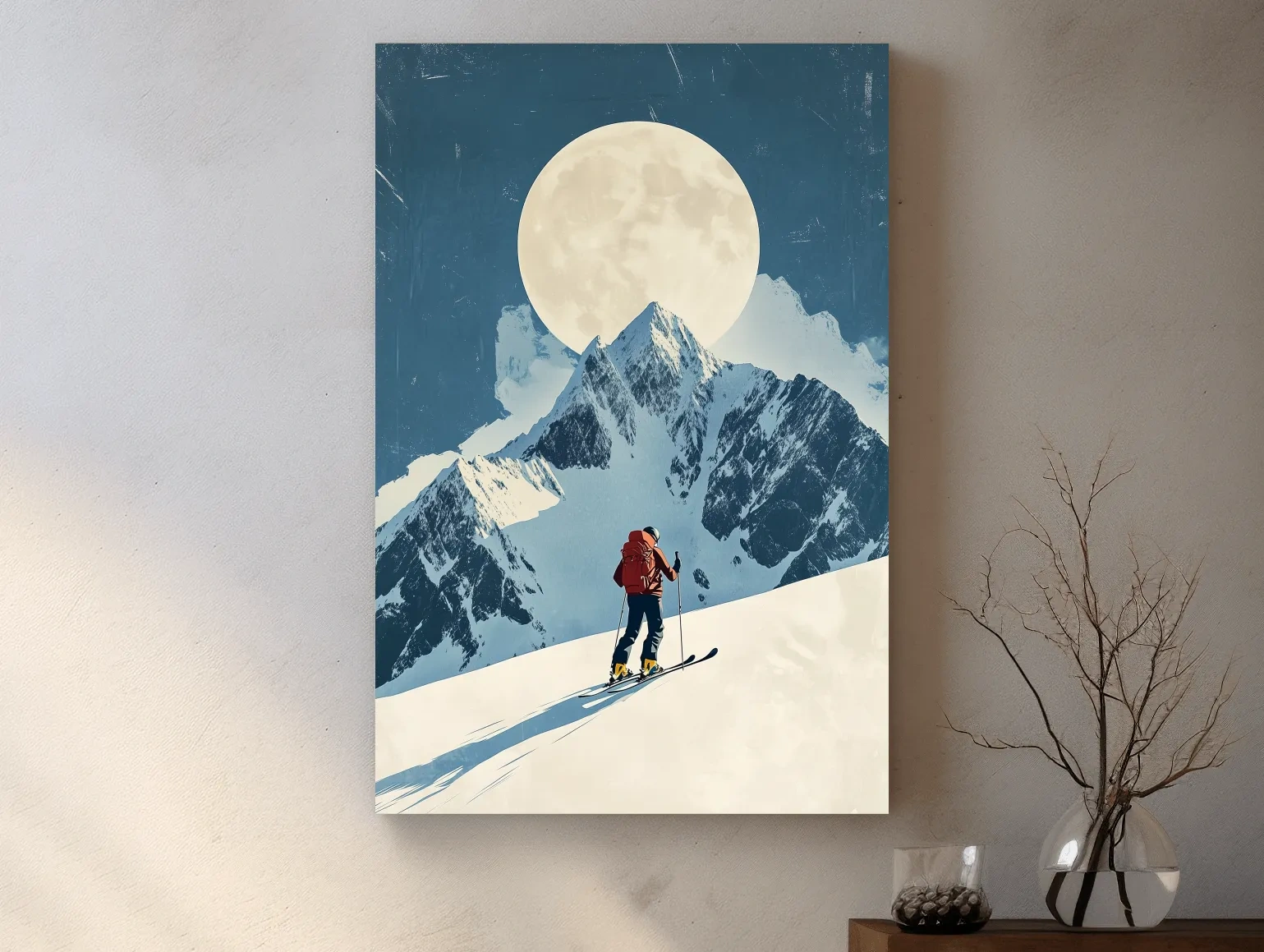 Retro style ski poster wall art