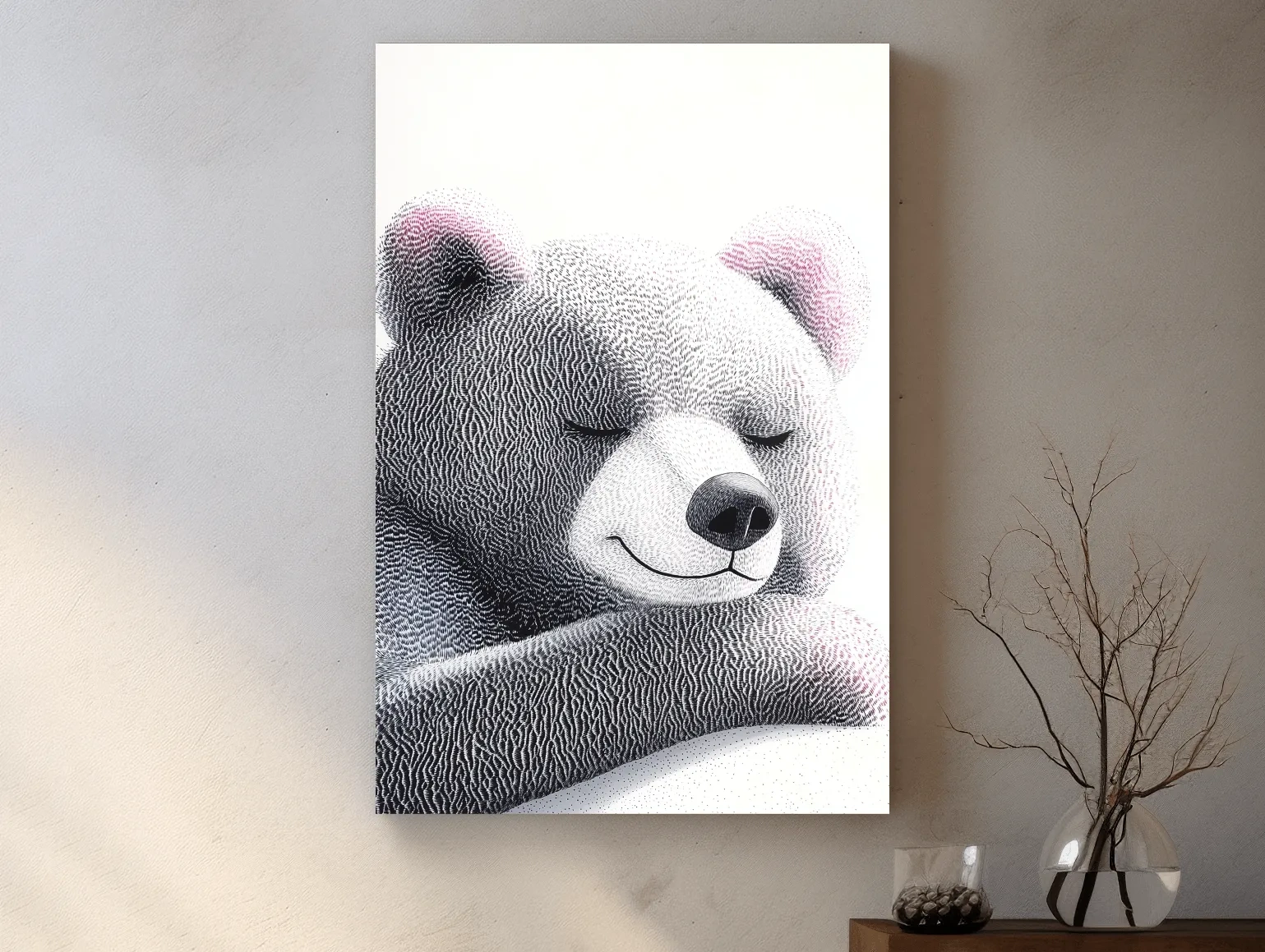 Cute Teddy Bear Illustration - Minimalist Nursery Animal Wall Art