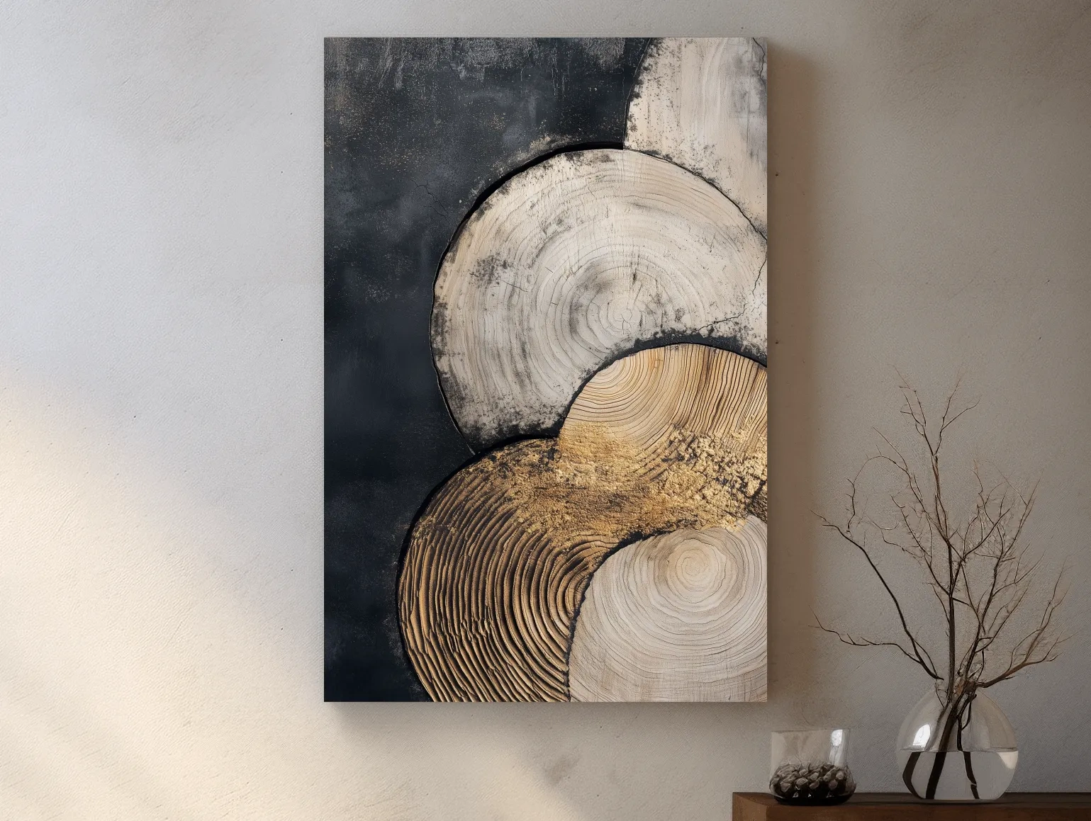 Abstract Wood Grain Texture Circles - Modern Geometric Wall Art