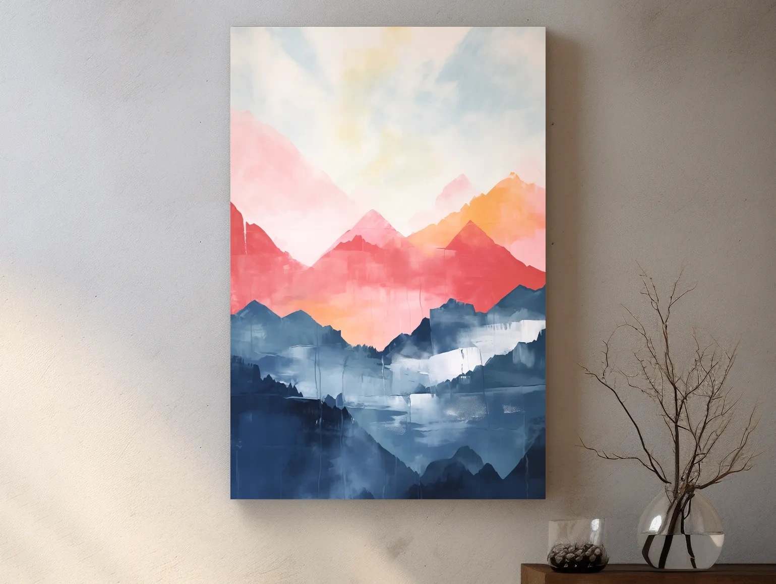Colorful Abstract Mountain Sunrise Watercolor - Vibrant Pastel Landscape Wall Art
