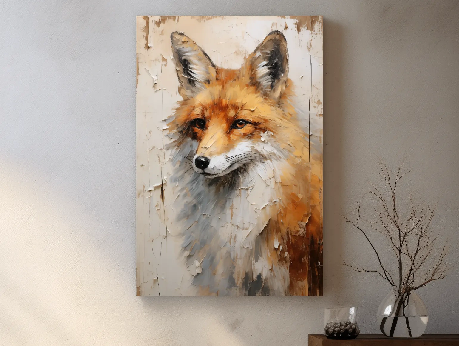 Fox Portrait Painting - Rustic Wildlife Wall Art Print