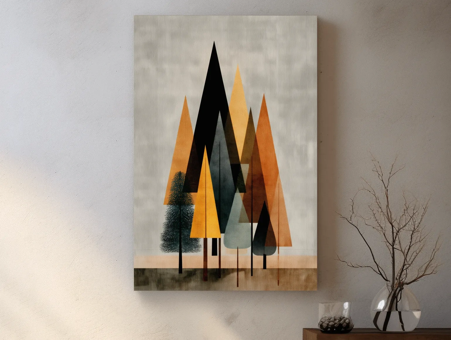 Minimalist Geometric Pine Tree Forest - Mid Century Modern Scandinavian Wall Art