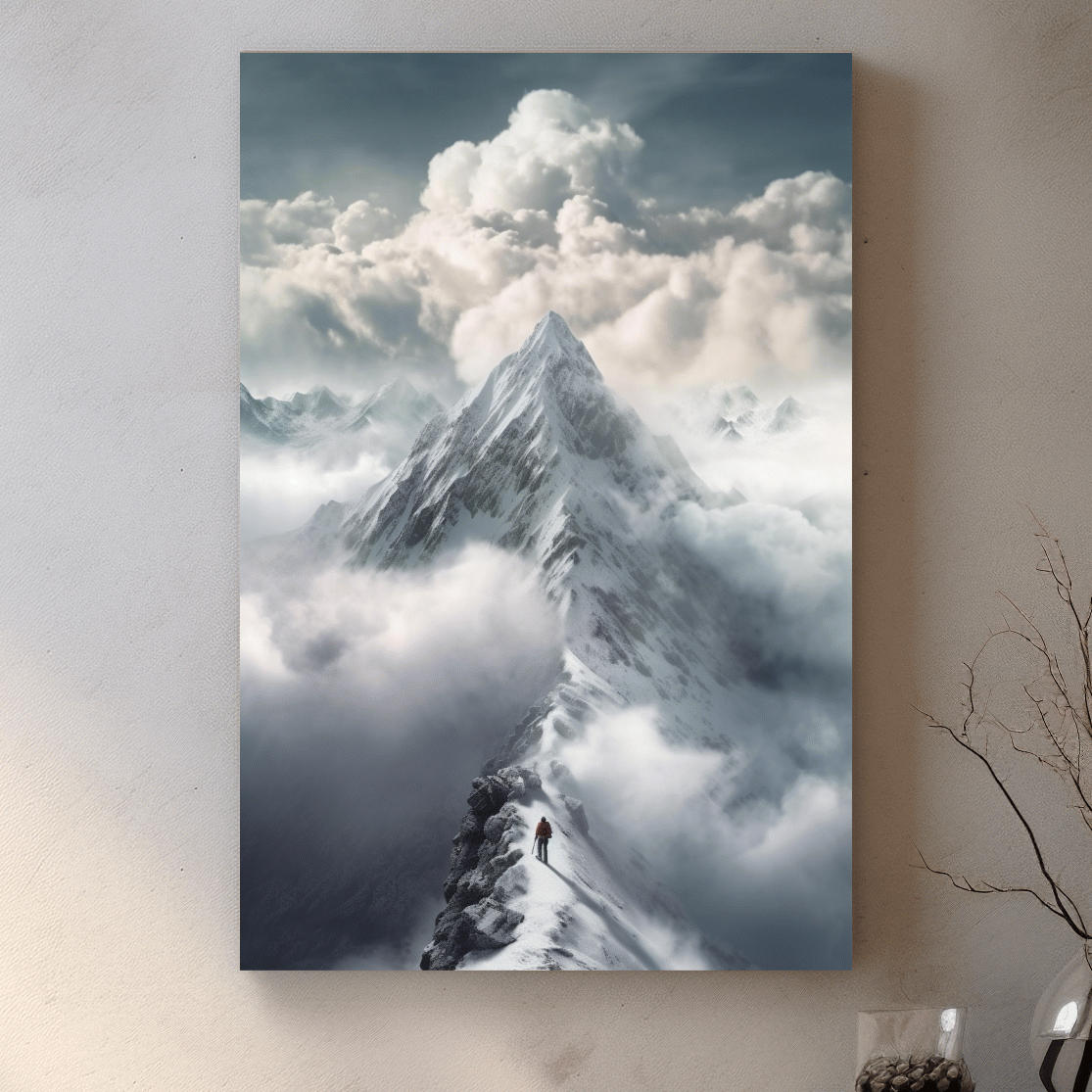 Snowcapped Peak Above The Clouds - Dramatic Alpine Summit Wall Art