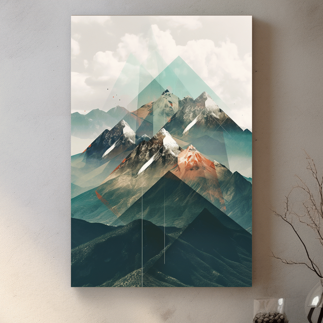 Geometric Alpine Mountain Peaks - Modern Abstract Landscape Wall Art