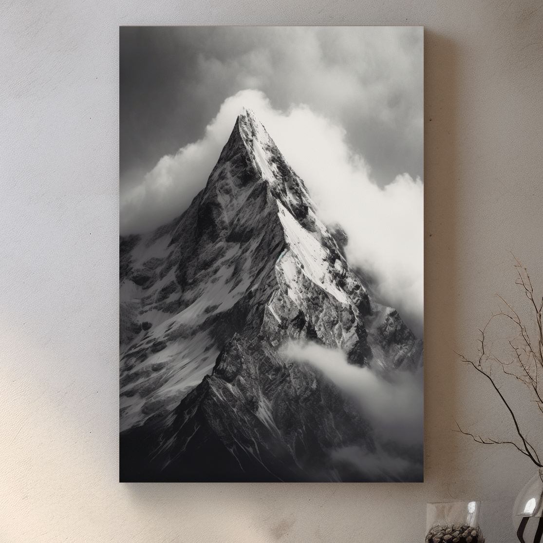 Moody Black And White Glacier Peak - Photographic Alpine Mountain Wall Art