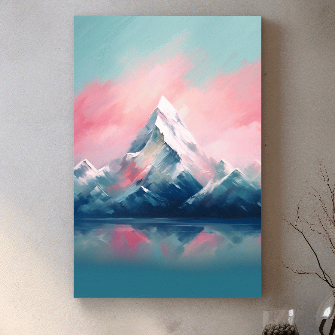 Abstract impressionist painting of a glacial lake