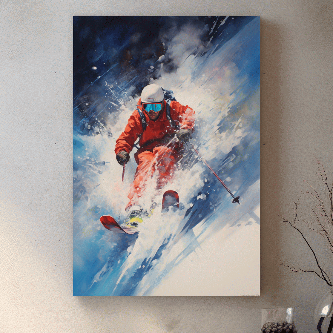 Powder Skier Dynamic Painting - Winter Sports Wall Art