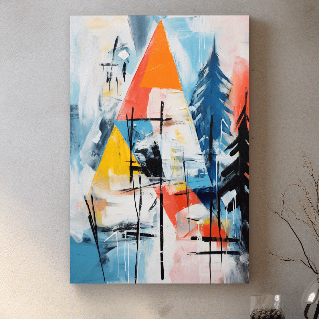 Abstract dripping mountain painting