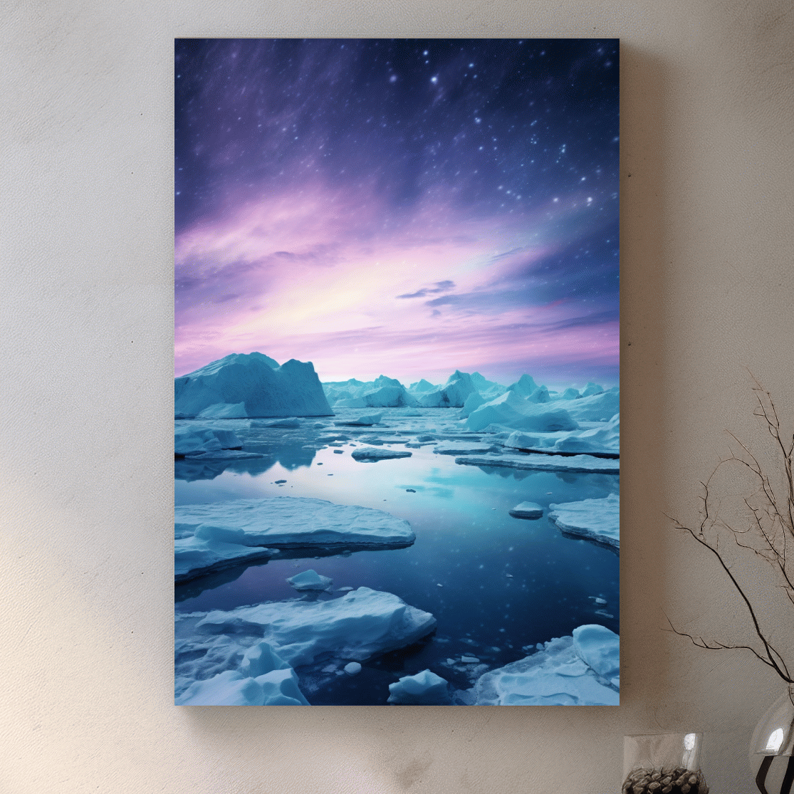 Ethereal Arctic Iceberg Aurora Sky - Dreamy Polar Northern Lights Wall Art