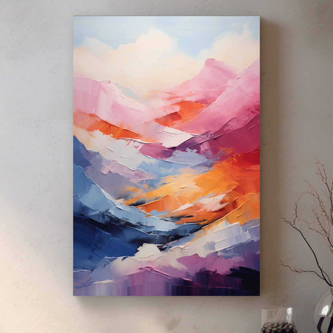 Abstract oil painting representing mountains